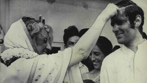 Indira Gandhi with her son Sanjay.
