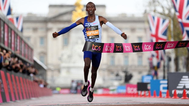 Kelvin Kiptum storms to victory in the 2023 London Marathon.
