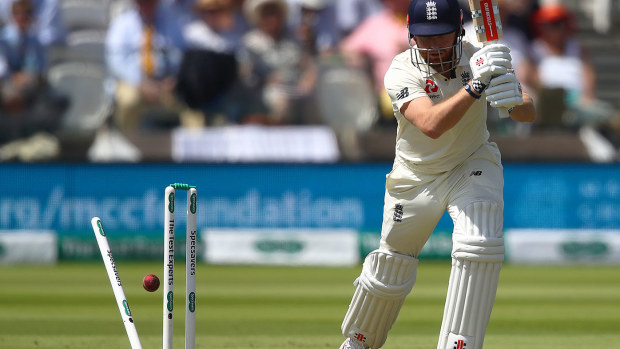 Jonny Bairstow is bowled by Tim Murtagh on the first day of the Test at Lord's.