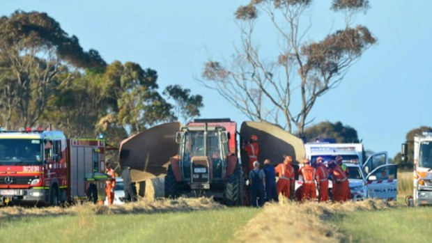 A farmer is in a critical condition after being trapped for three days under a hay baler. 