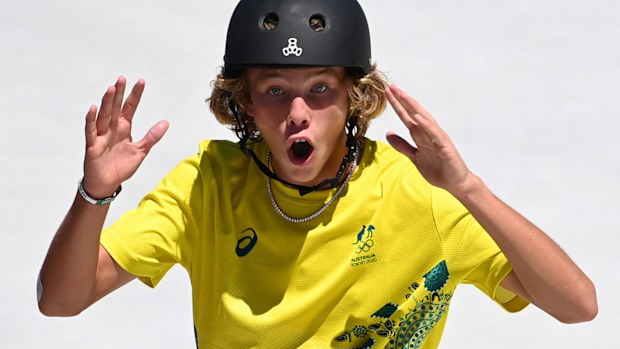 Keegan Palmer from Australia cheers gold