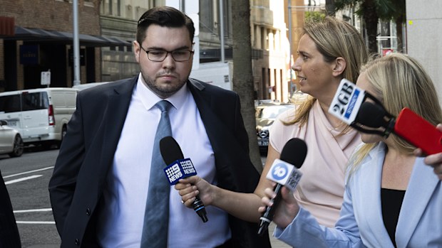 Bruce Lehrmann arrives at court in Sydney for the start of his defamation trial.