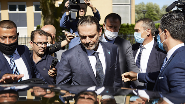 Former Prime Minister Saad Hariri leaves the Lebanon Tribunal on August 18, 2020 in The Hague, Netherlands. 