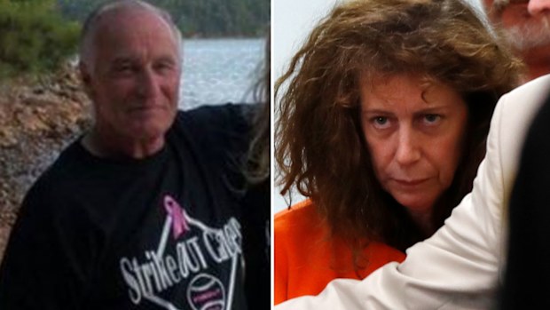 Douglas Parkhurst (left) died on Friday when Carol Sharrow (right) allegedly drove her car onto a baseball field in Maine. (Supplied/AP)