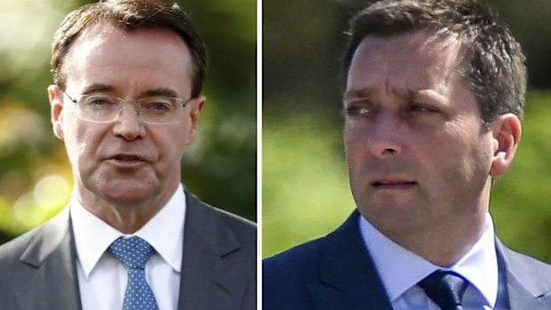 Michael O'Brien (left) and Matthew Guy (right) are now involved in a leadership tussle.