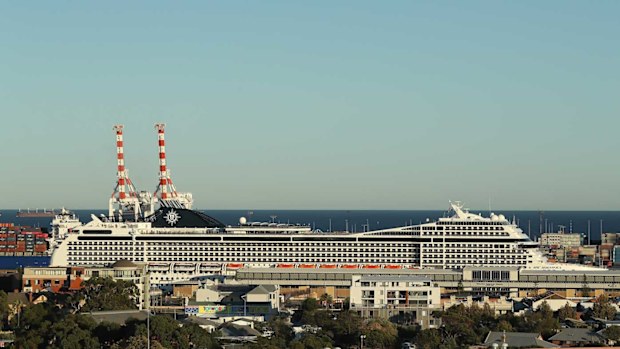 The MSC Magnifica is seen berthed in Fremantle.