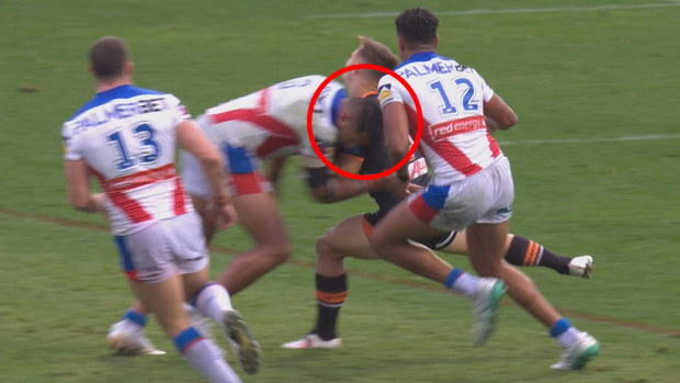 Daniel Saifiti was binned and put on report for a shoulder charge on Jake Simpkin.