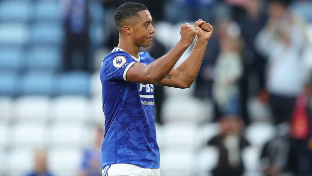 Youri Tielemans of Leicester City celebrates