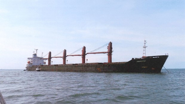 An undated handout photo made available by the US Department of Justice (DOJ) showing the North Korean ship 'M/V Wise Honest'.