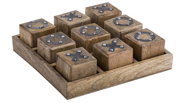 Wooden Noughts & Crosses game.