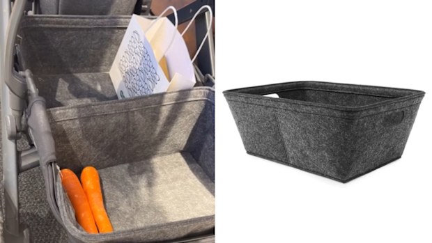 Aussie mum shares how she uses Kmart storage baskets in her pram