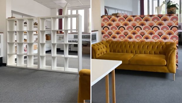 Blogger Hayley Stuart DIYs a room divider for her office