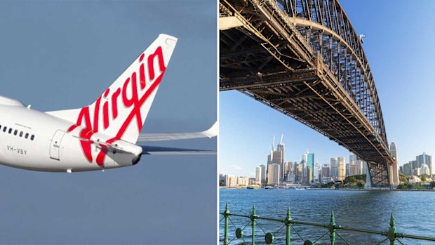Virgin Australia jet / Sydney Harbour Bridge