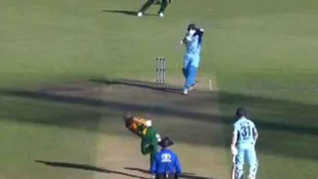 New South Wales batsman Ollie Davies is dismissed by Tasmania's Riley Meredith in the Marsh Cup match.
