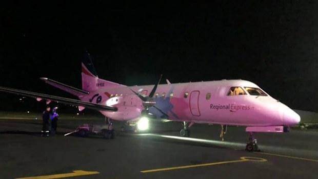 The plane landed safely after flying with just one engine. Picture: NSW Fire and Rescue Eden