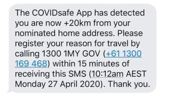 A hoax message 'from COVIDSafe app' claims to track users, after concerns about privacy were raised.
