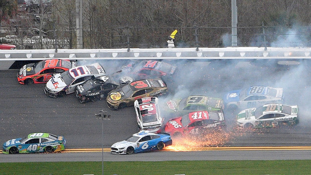 Multi-car pileup during the NASCAR Clash