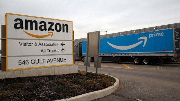 The Amazon distribution centre in Staten Island, New York.