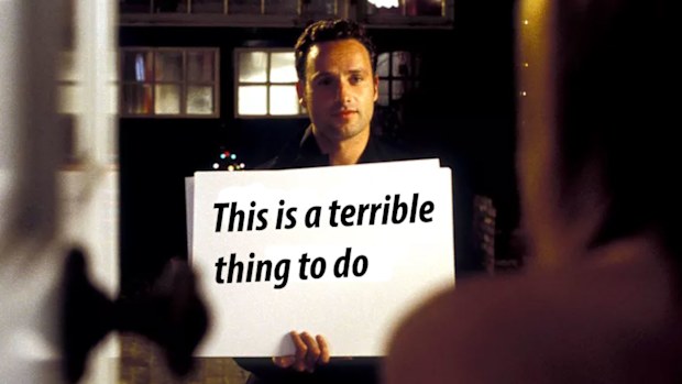 This scene from Love Actually is actually awful.