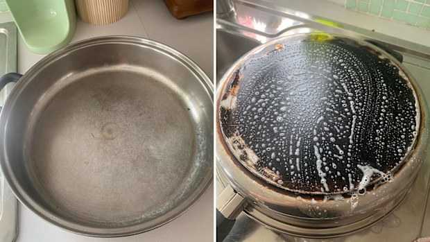 Cleaning hacks frying pan op shop Bar Keeper's Friend