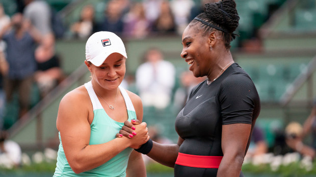 Ash Barty and Serena Williams