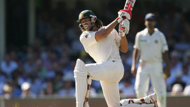Andrew Symonds on the attack at the SCG against India in 2008.