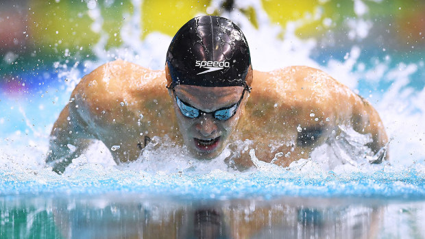 Cody Simpson competes in his Men's 100 metre Butterfly heat during the Australian National Olympic Swimming Trials in Adelaide.