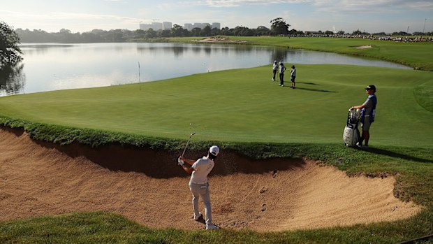 Min Woo Lee of Australia plays a shot from the bunker on the 2nd hole during the ISPS HANDA Australian Open at The Lakes Golf Club on November 30, 2023 in Sydney, Australia. (Photo by Mark Metcalfe/Getty Images)