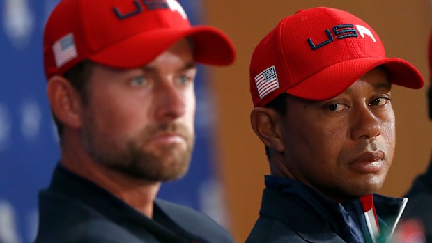 Webb Simpson (left) with Presidents Cup captain Tiger Woods.