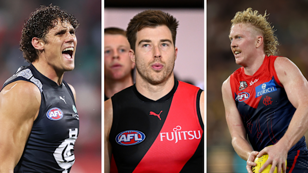 Charlie Curnow, Zach Merrett ve Clayton Oliver.
