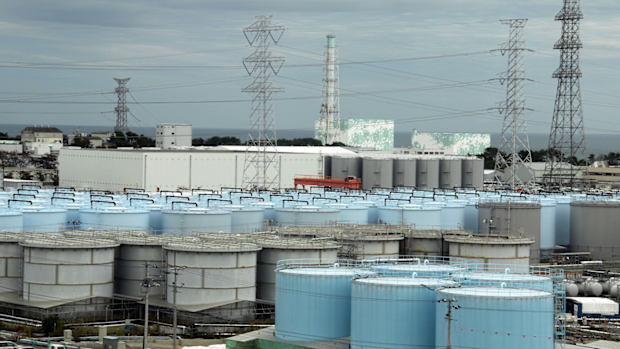 An ever-growing amount of contaminated, treated but still slightly radioactive, water at the wrecked Fukushima Dai-ichi nuclear plant is stored in about 900 huge tanks, including those seen in this photo taken during a plant tour at Fukushima Daiichi Nuclear Power Plant in Okuma, Fukushima prefecture, on October 12, 2017.