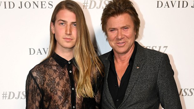 Christian Wilkins (left) and Richard Wilkins arrive for the David Jones Spring Summer 2017 collection launch in Sydney on Wednesday, August 9, 2017