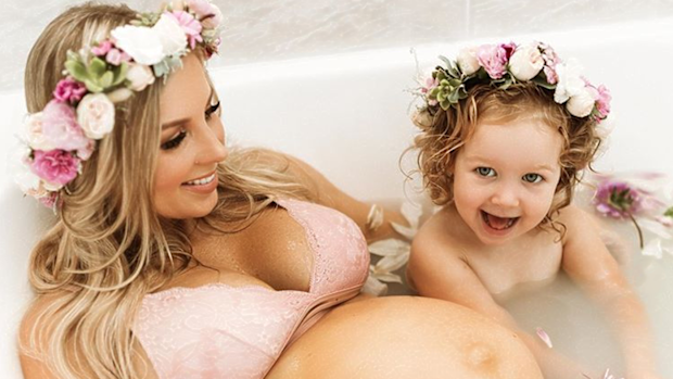 Bikini model slammed over photos she posted while in labour