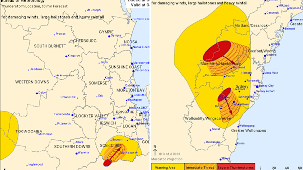 Multiple severe storm warnings have been issued across NSW, Queensland.