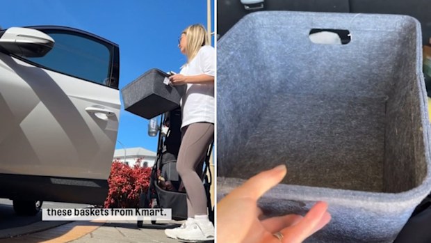 Aussie mum shares how she uses Kmart storage baskets in her pram