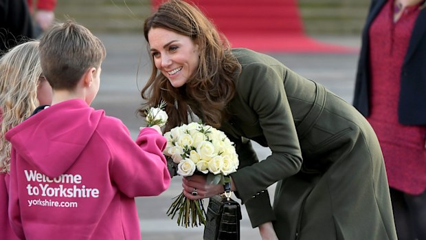 Prince William, Duke of Cambridge and Catherine, Duchess of Cambridge depart City Hall, Bradford on January 15, 2020 in Bradford, United Kingdom