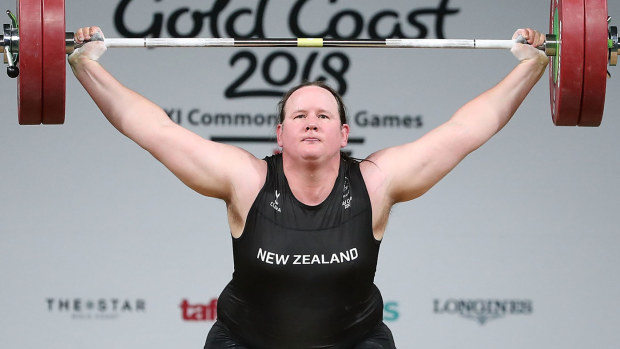  Laurel Hubbard of New Zealand competes in the Women's +90kg Final during the Weightlifting on day five of the Gold Coast 2018 Commonwealth Games(Getty)