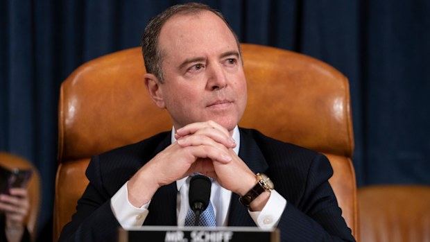 House Intelligence Committee Chairman Adam Schiff listens as his panel hears testimony from the diplomats.