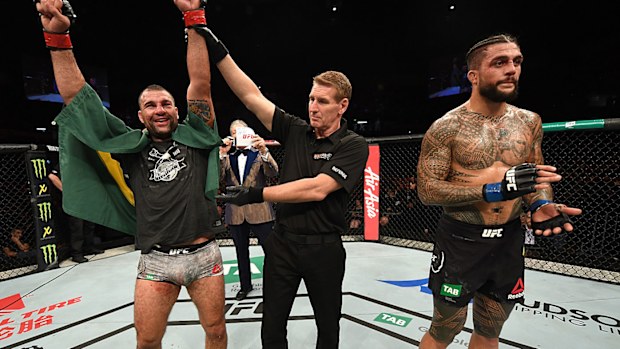 Mauricio 'Shogun' Rua of Brazil celebrates after his TKO victory over Tyson Pedro