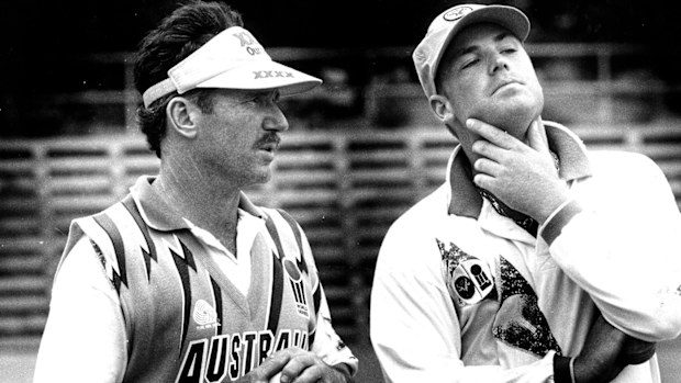 Allan Border with Shane Warne in 1994.