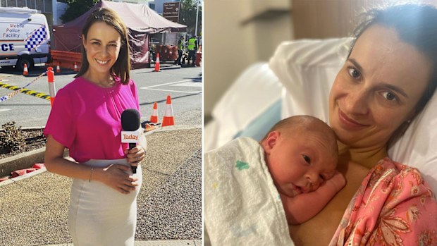 Channel 9 reporter Jess Millward with her baby boy