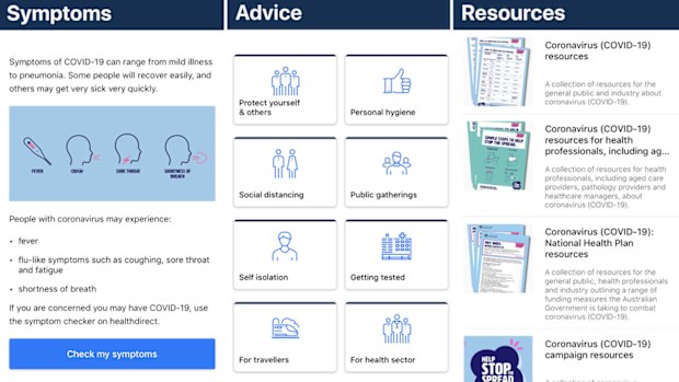 The features available in the government's app.