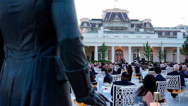 Donald Trump used profane language to describe the White House at a Rose Garden dinner.