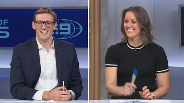 (L-R) Australia swimming stars Mack Horton and Ellie Cole. 
