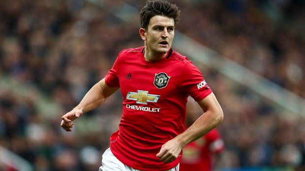 Harry Maguire of Manchester United during the Premier League match between Newcastle United and Manchester United at St. James Park