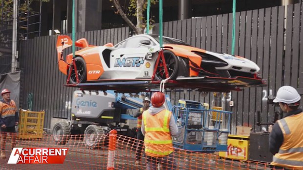 A $3 million McLaren Senna GTR was craned into Adrian Portelli's living room, which is something that he proudly referred to as a "marketing stunt".