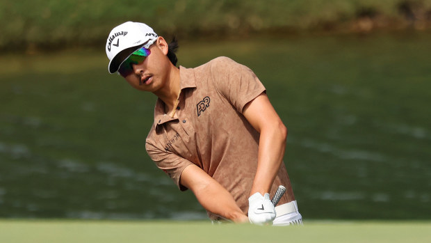 Min Woo Lee of Australia plays a shot on the 9th hole during the ISPS HANDA Australian Open at The Australian Golf Course on December 03, 2023 in Sydney, Australia. (Photo by Matt King/Getty Images)
