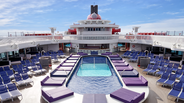 Virgin Voyages wellbeing space with pool