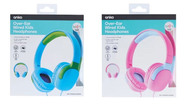 Kmart Over-Ear Wired Kids Headphones blue, pink