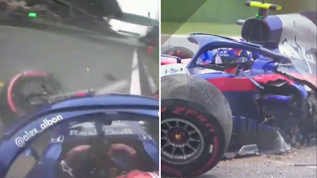 Alex Albon crashes out